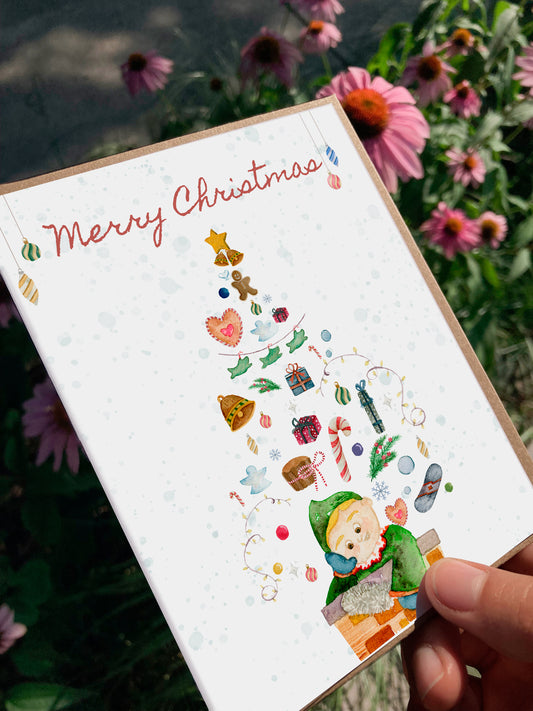 Greeting card - Christmas Elf Tree